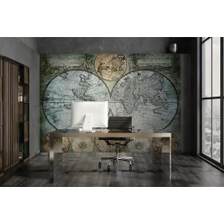   WallVision Consalnet Poszter vintage kék, zöld, fekete, barnaszínű, vlies térkép