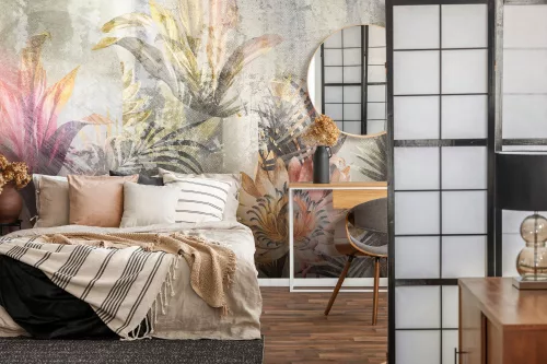 WallVision Consalnet Poszter vintage rózsaszín, narancssárga, zöld, szürke színű, vlies növényes
