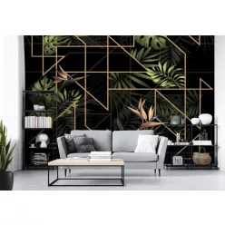   WallVision Consalnet Poszter modern zöld, fekete, barna, aranyszínű, vlies leveles