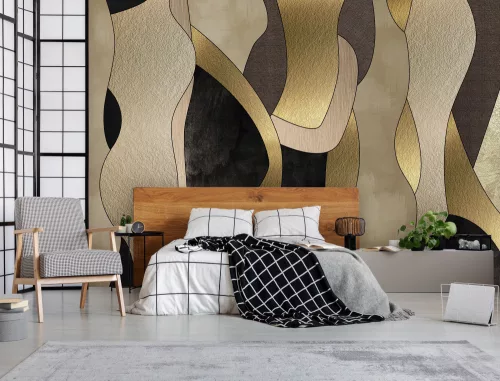 WallVision Consalnet Poszter modern barna, bézs, arany, feketeszínű, vlies absztrakt