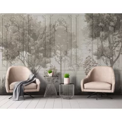   WallVision Consalnet Poszter modern barna, homok, szürkaszínű, vlies növényes, kazettás