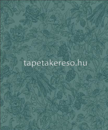 Casadeco Delicacy vlies anyagú zöld színű madaras, leveles, virágos modern tapéta