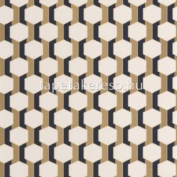   Casadeco Derby vlies anyagú fehér, kék, barna színű geometriai modern tapéta