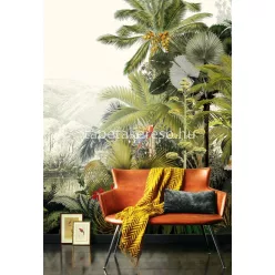   Khroma Walldesigns 2 vlies anyagú zöld, fehér, piros, lila, sárga színű dzsungel, növényes modern poszter