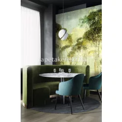   Khroma Walldesigns 2 vinyl, vlies anyagú zöld, krém színű fás modern poszter