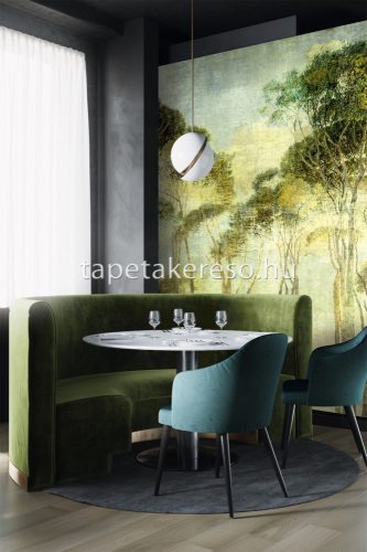 Khroma Walldesigns 2 vinyl, vlies anyagú zöld, krém színű fás modern poszter