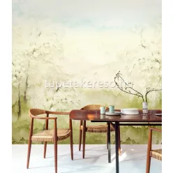   Khroma Walldesigns 2 vinyl, vlies anyagú zöld, fehér, kék, barna színű festmény, fás modern poszter