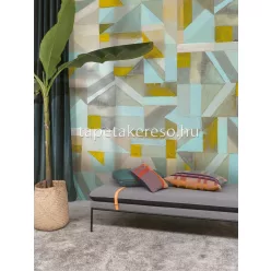   Khroma Walldesigns 2 vinyl, vlies anyagú kék, szürke, sárga, beige színű geometriai modern poszter