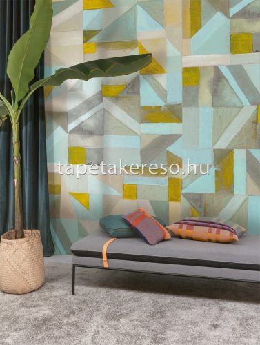 Khroma Walldesigns 2 vinyl, vlies anyagú kék, szürke, sárga, beige színű geometriai modern poszter