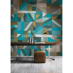   Khroma Walldesigns 2 vinyl, vlies anyagú kék, mustársárga, szürke, zöld színű geometriai modern poszter
