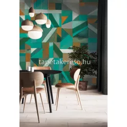   Khroma Walldesigns 2 vinyl, vlies anyagú zöld, narancssárga, kék, szürke színű geometriai modern poszter
