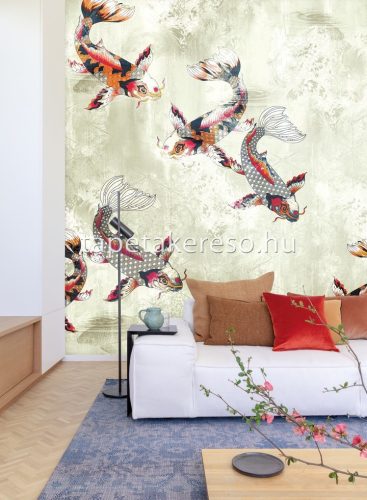 Khroma Walldesigns 2 vlies anyagú piros, fekete, törtfehér, homok színű halas modern poszter