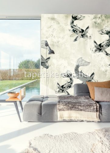 Khroma Walldesigns 2 vlies anyagú fehér, szürke színű halas modern poszter