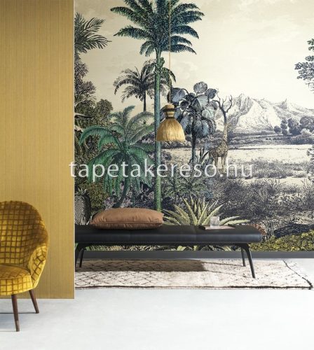 Khroma Walldesigns 2 növényi szálak, vlies anyagú zöld, beige, fekete, kék színű állatos, növényes modern poszter