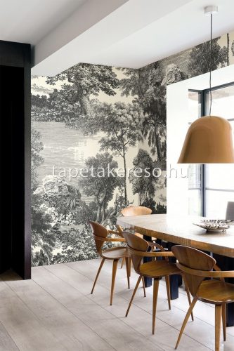Khroma Walldesigns 2 vinyl, vlies anyagú fekete, fehér színű fás, rajz, tájkép klasszikus poszter