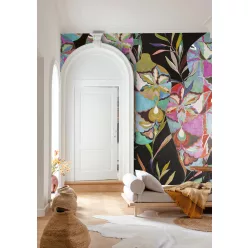   Khroma Wall Designs IV vlies anyagú, fekete, zöld, barna, lila színű, váza, leveles, Modern poszter