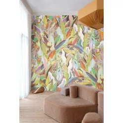   Khroma Wall Designs IV vlies anyagú, fekete, sárga, narancssárga, zöld színű, állatos, leveles, Modern poszter
