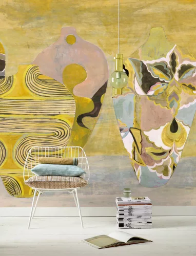 Khroma Wall Designs IV vlies anyagú, sárga, barna, fekete, fehér színű, váza, Modern poszter