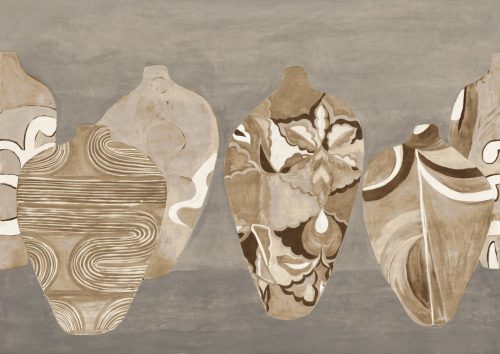 Khroma Wall Designs IV vlies anyagú, barna, szürke, fehér színű, váza, Modern poszter