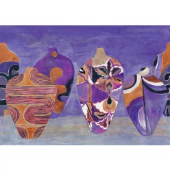   Khroma Wall Designs IV vlies anyagú, lila, narancssárga, fekete, fehér színű, váza, Modern poszter