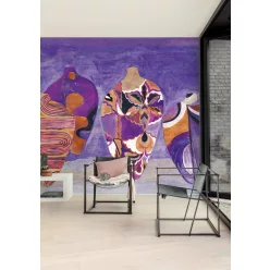   Khroma Wall Designs IV vlies anyagú, lila, narancssárga, fekete, fehér színű, váza, Modern poszter