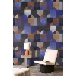   Khroma Wall Designs IV vlies anyagú, fekete, kék, barna színű, geometriai, Modern poszter