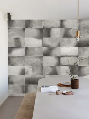 Khroma Wall Designs IV vlies anyagú, szürke színű, kockás, geometriai, Modern poszter