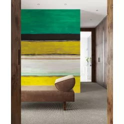   Khroma Wall Designs IV vlies anyagú, sárga, zöld, fekete, fehér színű, csíkos, Modern poszter