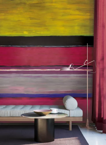 Khroma Wall Designs IV vlies anyagú, fekete, pink, szürke, sárga színű, csíkos, Modern poszter