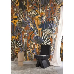   Khroma Wall Designs IV vlies anyagú, rozsdabarna, narancssárga, kék, fekete színű, leveles, Modern poszter