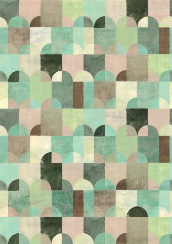 Khroma Wall Designs IV vlies anyagú, zöld, barna, fekete, fehér színű, geometriai, Modern poszter