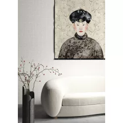   Khroma Kimono vlies anyagú, szürke, fekete, beige, rózsaszín, fehér színű, ember, kínai motívumos, Modern poszter