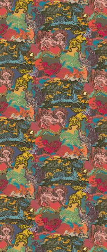 Khroma Kimono vlies anyagú, sárga, piros, zöld, fekete, kék, rózsaszín színű, kínai motívumos, állatos, Modern poszter