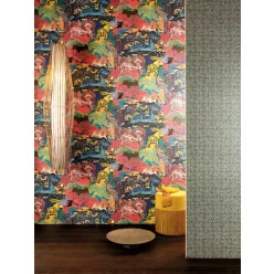   Khroma Kimono vlies anyagú, sárga, piros, zöld, fekete, kék, rózsaszín színű, kínai motívumos, állatos, Modern poszter