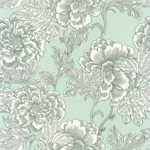 Caselio Dream Garden vlies anyagú türkiz, fehér, zöld színű virágos, növényes modern tapéta