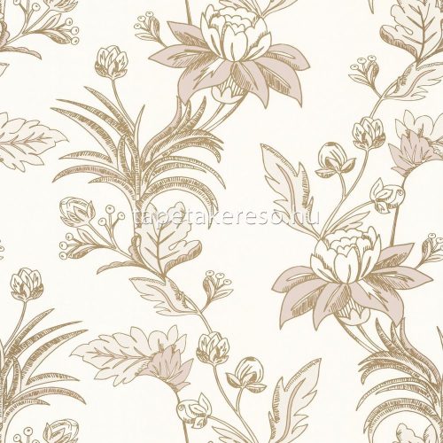Caselio Dream Garden vlies anyagú fehér, beige, barna, arany színű virágos, növényes modern tapéta