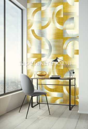 Khroma Walldesigns 2 vinyl, vlies anyagú mustársárga, szürke, fehér színű geometriai modern poszter