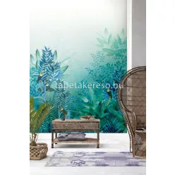   Khroma Walldesigns 2 vinyl, vlies anyagú türkiz, kék, sárga, piros, fehér, zöld színű madaras, növényes modern poszter