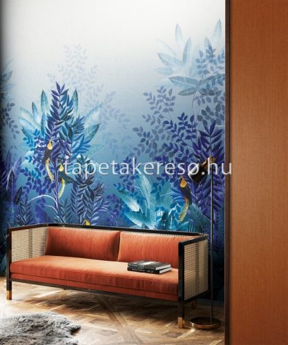Khroma Walldesigns 2 vinyl, vlies anyagú kék, sárga, lila, fehér színű madaras, növényes modern poszter
