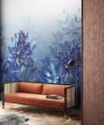 Khroma Walldesigns 2 vinyl, vlies anyagú kék, sárga, lila, fehér színű madaras, növényes modern poszter