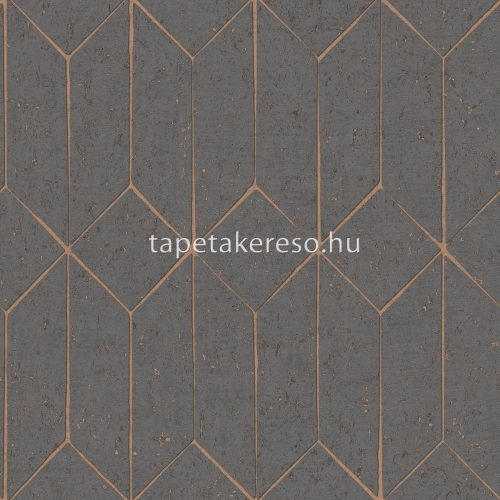 Decorline Arber vlies anyagú szürke, bronz színű parafa, geometriai modern, natural tapéta