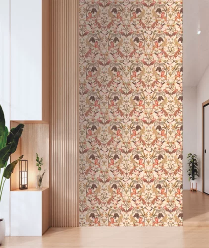 Decoprint Designer Walls Marta Cortese vlies  anyagú, beige, barack, narancssárga, szürke, barna, mustársárga színű, állatos, madaras, Modern poszter