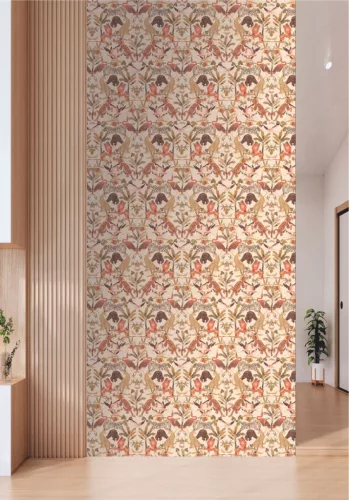 Decoprint Designer Walls Marta Cortese vlies  anyagú, beige, barack, narancssárga, szürke, barna, mustársárga színű, állatos, madaras, Modern poszter