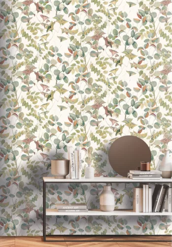 Decoprint Designer Walls Marta Cortese vlies  anyagú, fehér, zöld, barna, mályva  színű, növényes, leveles, Modern tapéta
