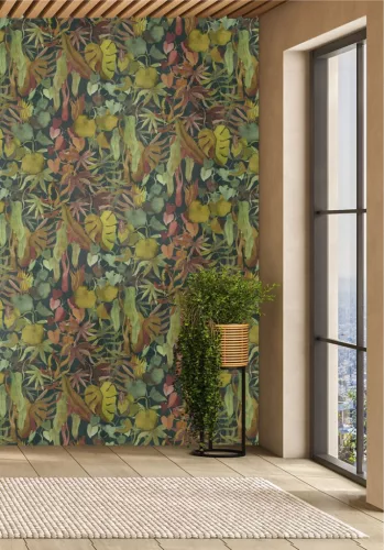 Decoprint Designer Walls Marta Cortese vlies  anyagú, fekete, zöld, sárga, narancssárga színű, leveles, Modern poszter