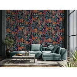   Decoprint Designer Walls Marta Cortese vlies  anyagú, fekete, zöld, kék, narancssárga színű, leveles, Modern poszter
