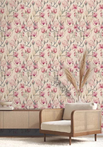 Decoprint Designer Walls Marta Cortese vlies  anyagú, beige, zöld, rózsaszín színű, virágos, Modern tapéta