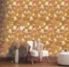Decoprint Designer Walls Marta Cortese vlies  anyagú, mustársárga, zöld, rózsaszín színű, virágos, Modern tapéta