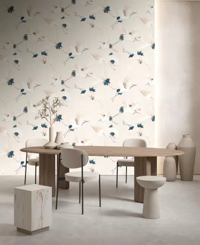 Decoprint Designer Walls Marta Cortese vlies  anyagú, fekete, fehér, barna színű, madaras, Modern tapéta