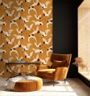Decoprint Designer Walls Marta Cortese vlies  anyagú, fekete, mustársárga, fehér, piros színű, madaras, Modern tapéta